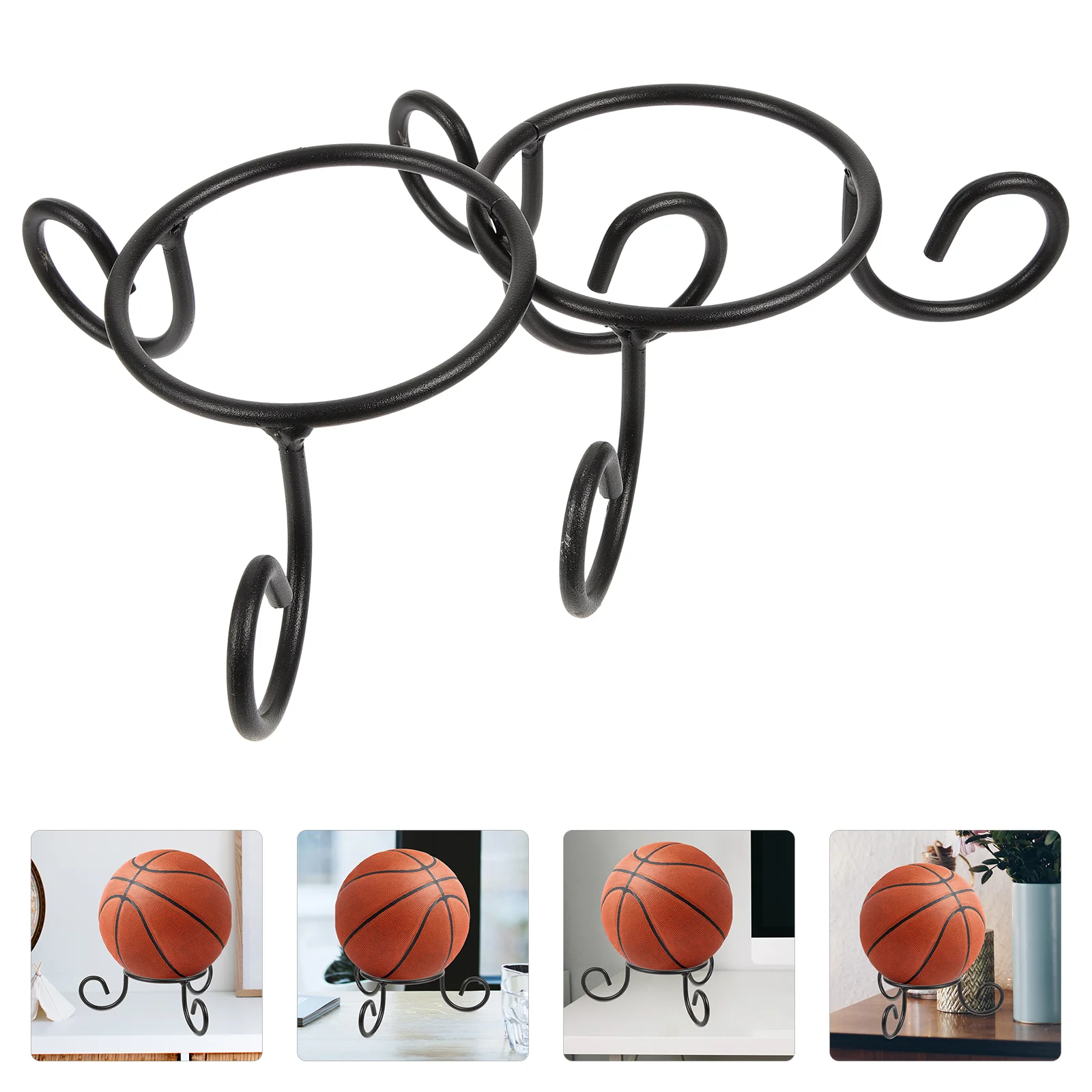 

2 Pcs Ball Storage Rack Basketball Hoop Stainless Steel Football Base Spherical