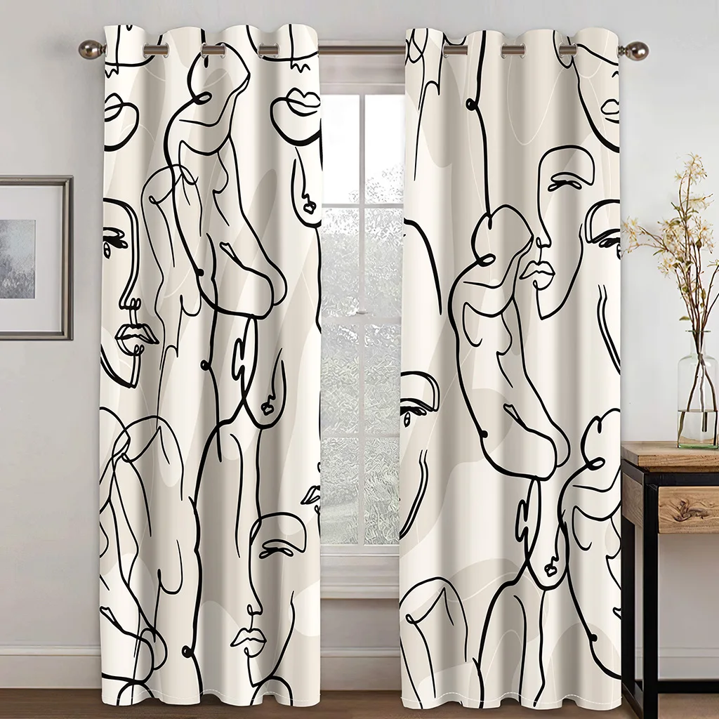 

Simple and Atmospheric Art of Body Lines 2 Pieces Shading Drapes Darkening Window Curtain for Living Room Bedroom Decor