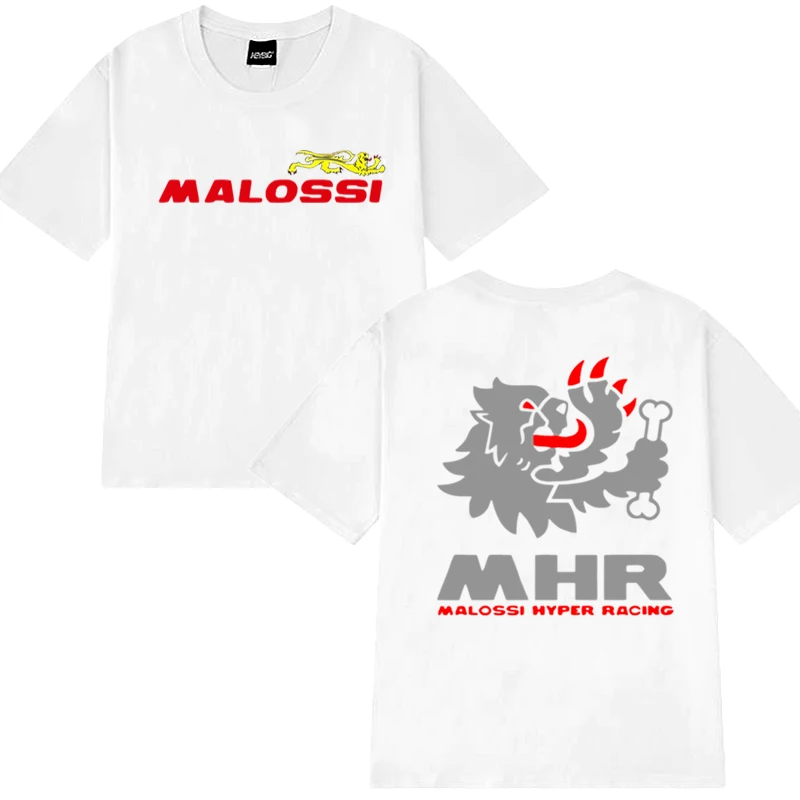 2025 New in Malossi Theme Double Sided printed short sleeve T-shirts Men Women harajuku Oversized T shirt UniCotton