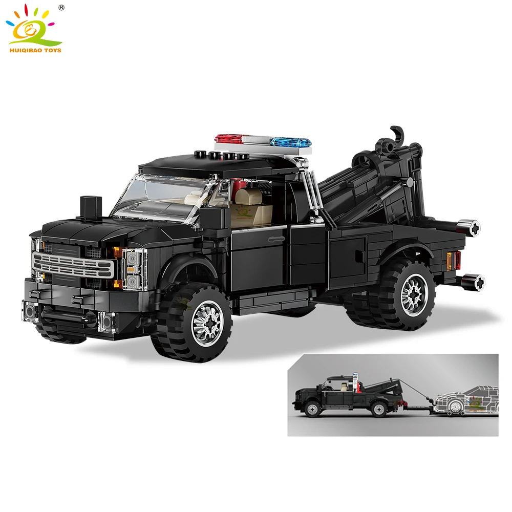 HUIQIBAO MOC Tow truck Model Building Blocks City trailer Bricks Toy for Kids Boy Gift Children Adult Car Set home Decoration - 6