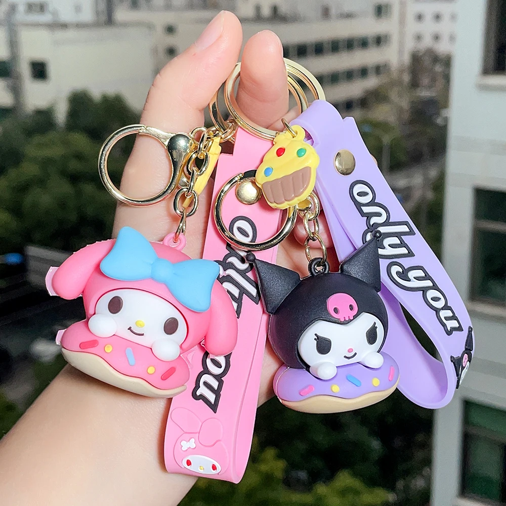 

Cute Sanrio Hello Kitty Keychain Kawaii Cartoon My Melody Kuromi Cinnamoroll Key Ring Bags PVC Doll Pendant Ornaments Jewelry