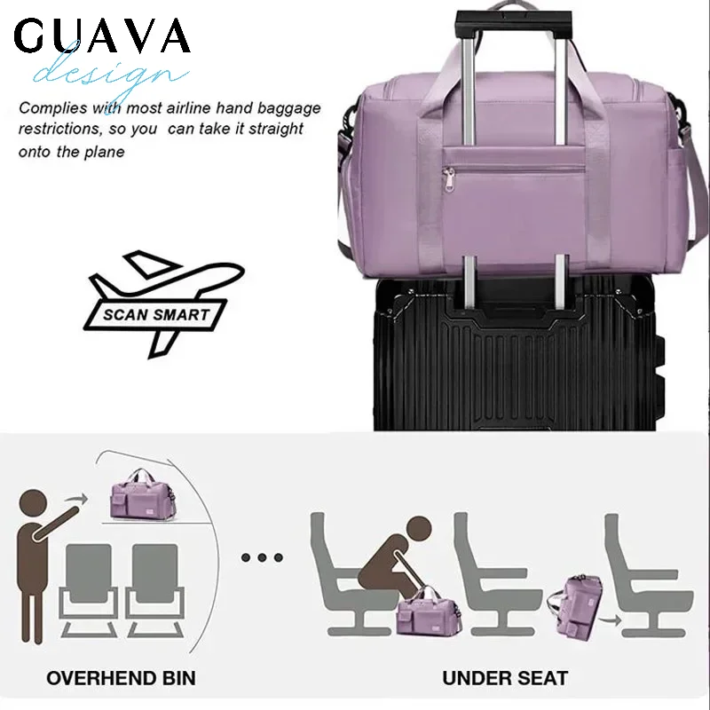 Women's Large Capacity Storage Luggage Handbag Leisure Travel Duffle Bag Waterproof Nylon Sports and Fitness Handbag