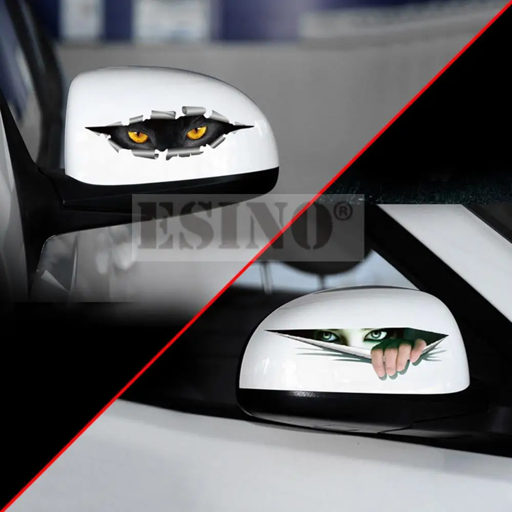 

200 x New Design Creative Car Styling Cat Peeping Eye Decals Beauty Peeping Rear Mirror Decorative Vinyl Stickers Accessories