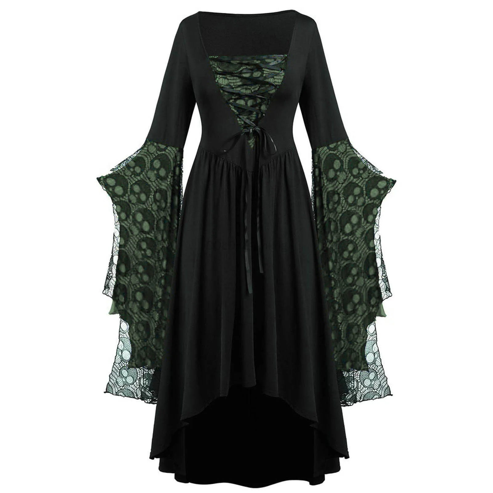 Mittelalter licher Karnevals anzug Halloween-Kostüm für Frauen Hexe Vampir Gothic Kleid Geist gruselige Kostüme Party bedruckte Kleidung