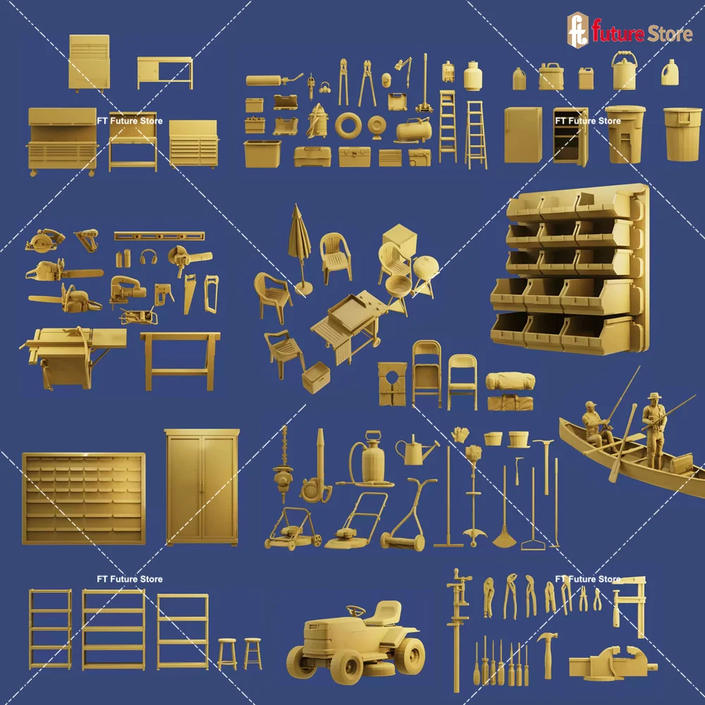 Miniature 1/64 Scale Furniture and Accessories Set