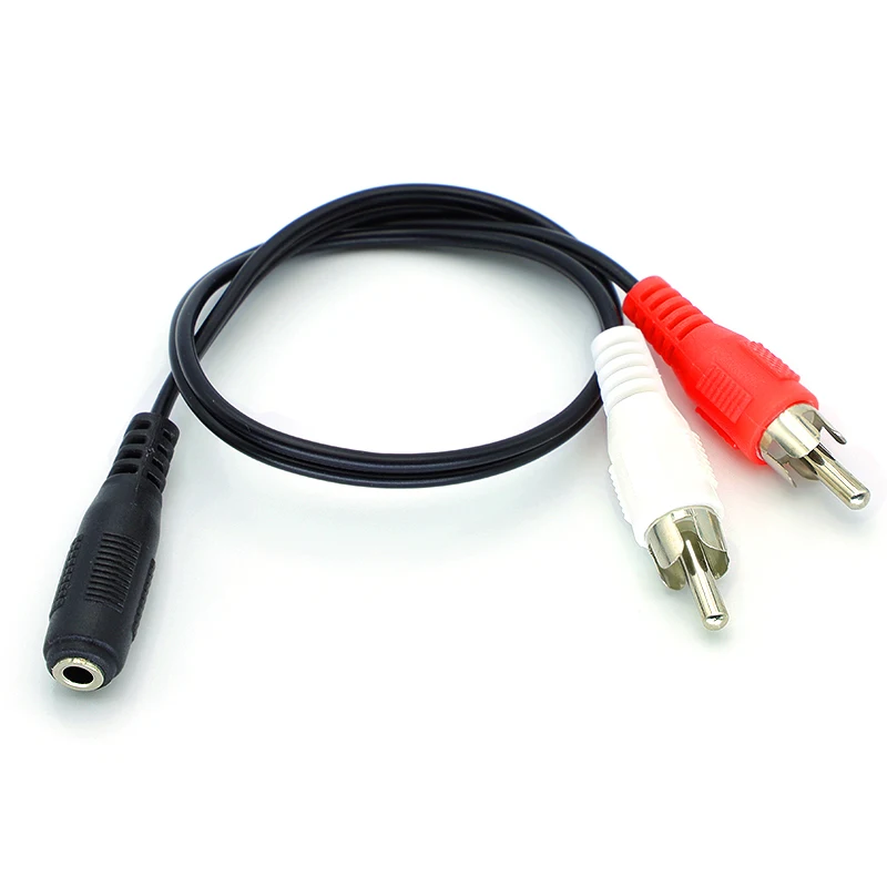 deleyCON 20cm Cavo Audio Stereo Corto - Da Jack 3,5 mm Femmina a 2 Connettori RCA Maschio - Struttura in Metallo - Adattatore per Laptop, Tablet, Smartphone, TV, DVD e Casse Audio - Nero