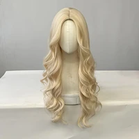 Perruque synthétique bouclée dorée pour cheveux longs bouclés pour fête, cosplay d'Halloween, usage quotidien, accessoire capillaire haute température 3