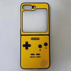Retro Classic 3D Gamepad Phone Case with Cute Antenna Design - Hard Plastic and Silicone Back Cover for Samsung Z Flip 4 (Yellow Gamepad)