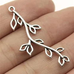 Elegant Alloy Branch Charms Set - Antique Silver & Gold Finish for DIY Jewelry Making (10 Pieces) (Antique Silver Plated)