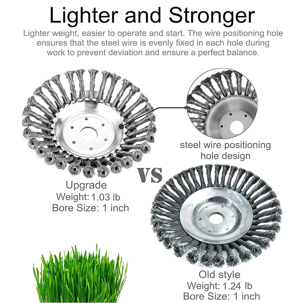 6/8 Inch Weed Brush Cutter Head Lawn Mower Universal Grass Trimmer Head Steel Wire Wheel Brush Disc Garden Trimmer Heads