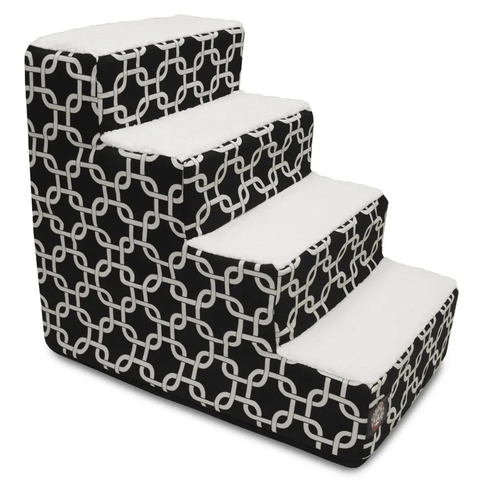 Links Pet Stairs 4 Steps Black Machine Washable Removable Cover 24" x 16" x 20"