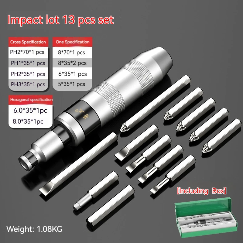 7/13 PCS Impact Screwdriver Hand Manual Reversible Impact Driver Set Durable Remove Disengage Rusted Fasteners Or Frozen Bolts 5
