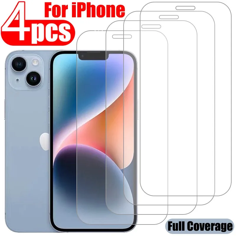 4Pcs Tempered Glass For Iphone 13 12 11 Pro Max Mini Screen Protector For Iphone 14 Pro 7 8 6 6S Plus Se 2020 X Xr Xs Max Glass