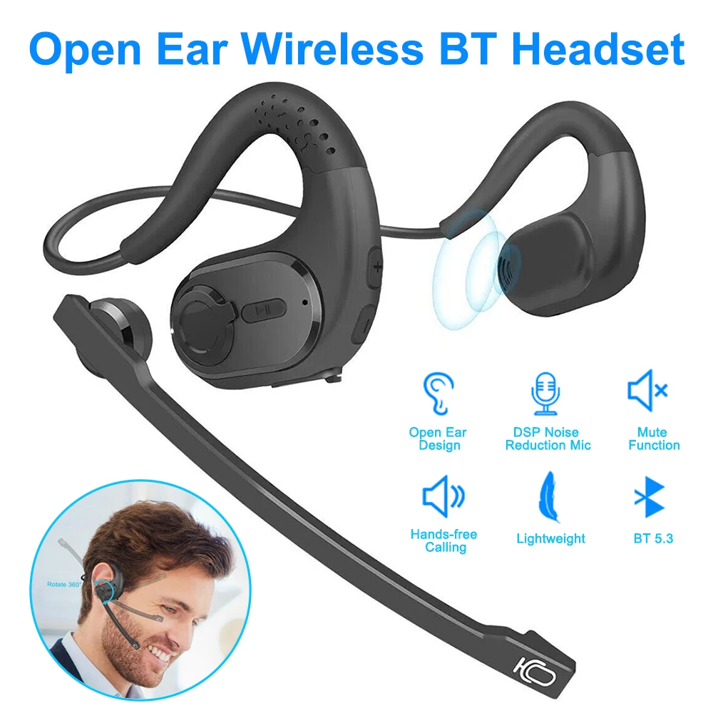 Bluetooth 5.3 Wireless Headset with Microphone Truck Driver Bluetooth Headset Sports Bluetooth Headset SP Noise Cancellation