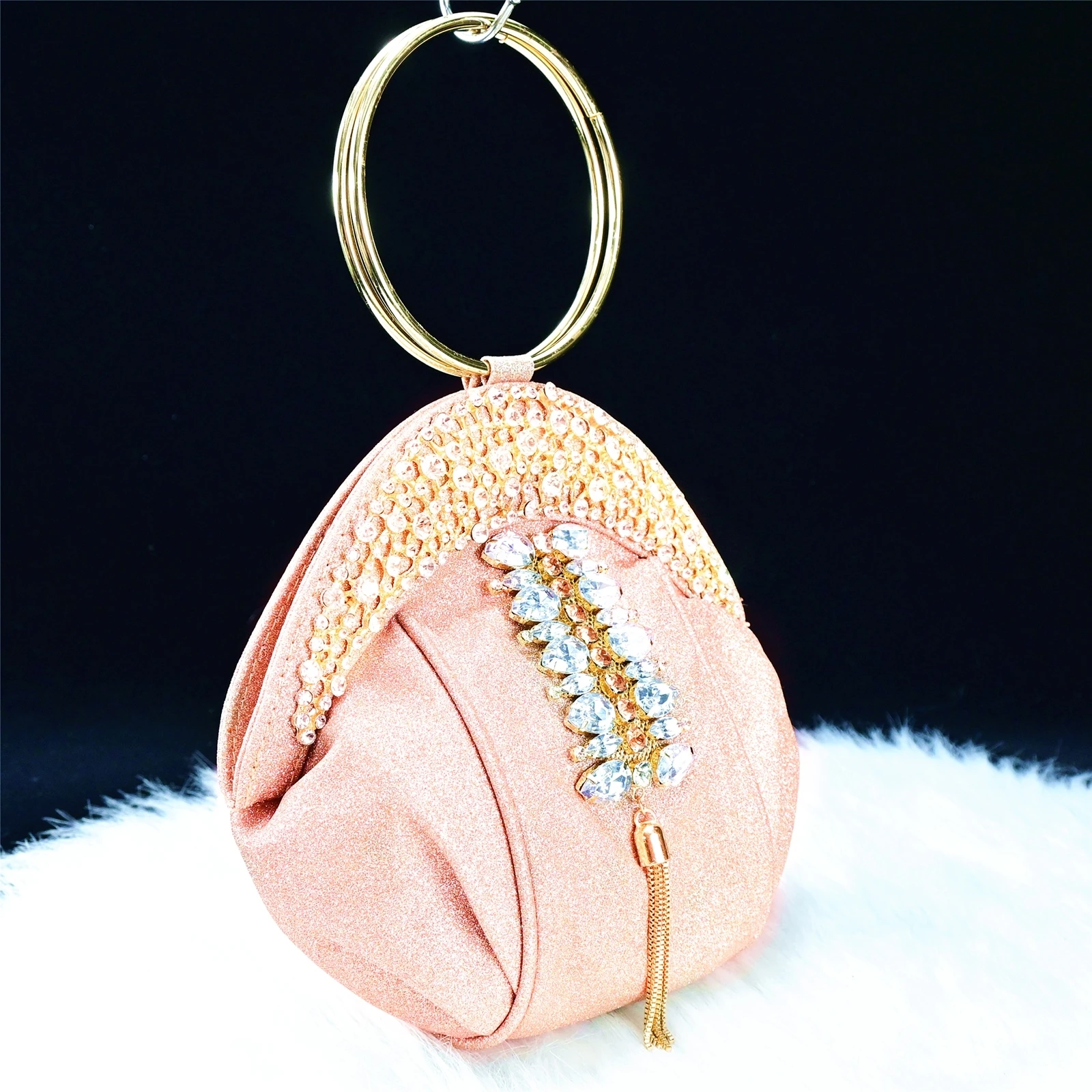 Elegant Women Newest INS Hot Sale Italian Design Shoes Matching Bag in Champagne Color Classics Pumps with Shinning Crystal