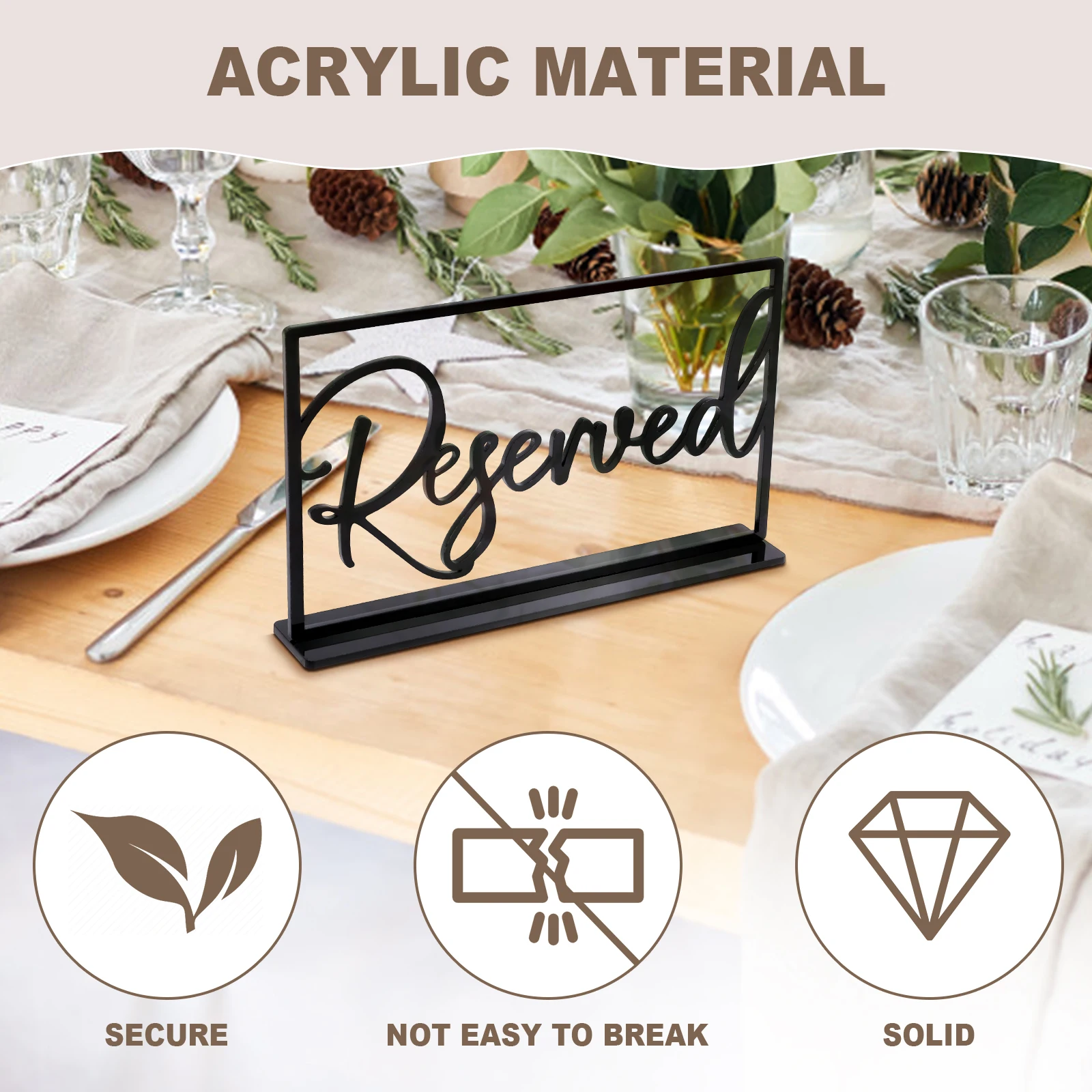 10/40Pcs Acrylic Table Card Sign Hotel Restaurant Reserved Table Signs Reminder Sign For Wedding Birthday Party Decor
