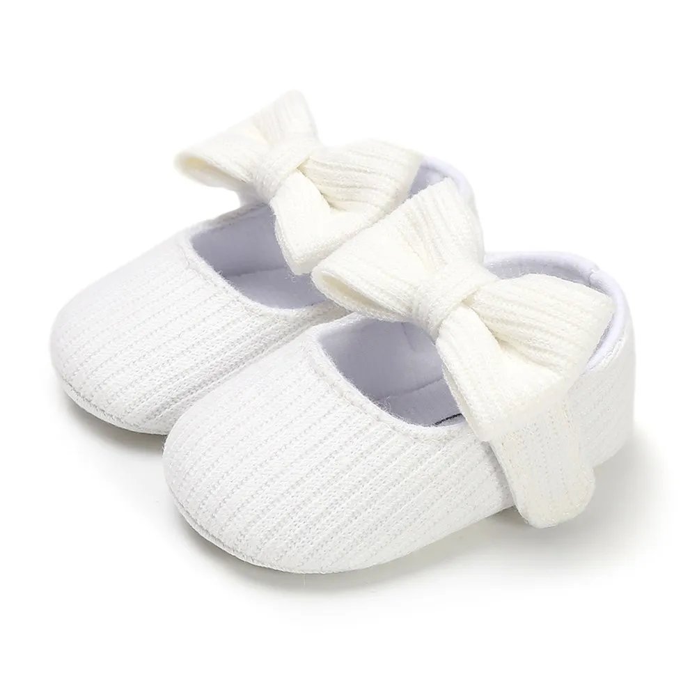 Toddler Baby Girls Princess Shoes Cute Bowknot Solid Color Knitted Soft Sole Non-Slip Sneaker baby shoes canvas sneakers sneakers shoes soft sole shoes