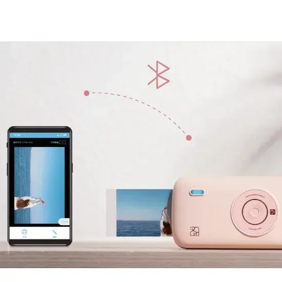 GlowMartHPRT Smartphone Sublimation Photo Printer CP2100 Mini Small DIY Share with 40 Sheets of Photo Paper 800mAh Battery