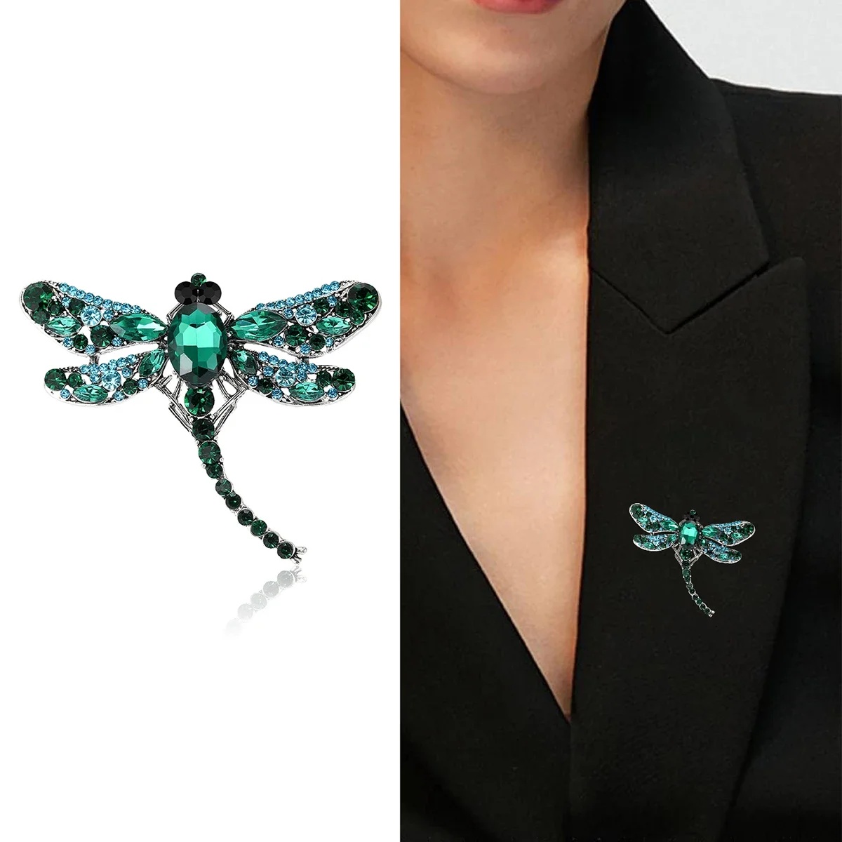 Rhinestones Dragonflys Brooches Trendy Rhinestones Dragonflys Brooches for Women Unisex Creativity Insects Pins Banquet Party Backpack Gifts Jewelry Accessories