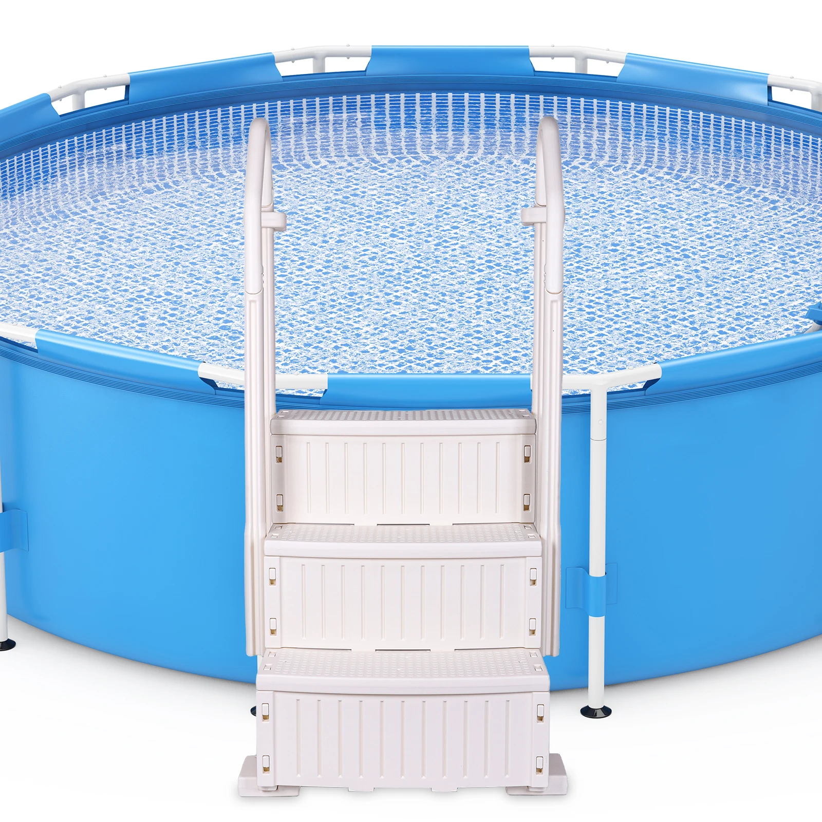 Reinforced Pool Ladder Lightweight Plastic Pool Escalator Detachable Above Ground Pool Step for Various Sizes Swimming Pools