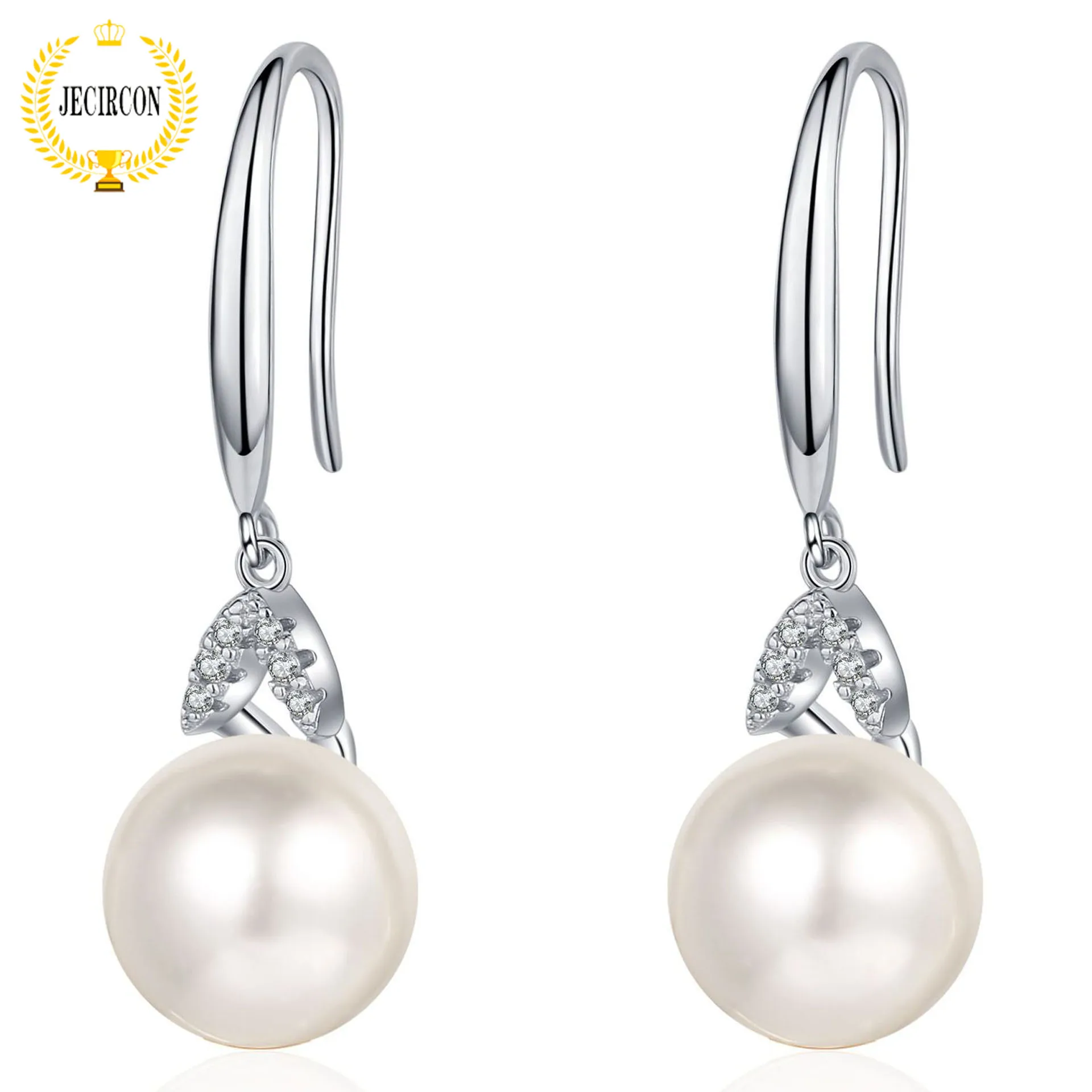 

JECIRCON S925 Sterling Silver Drop Earrings for Women Popular Online Style Flawless Freshwater Pearl Mini Moissanite Ear Jewelry
