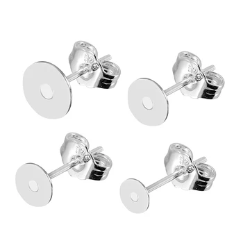 20pcs 925 Sterling Silver Plated Earring Stud Bases – 4/5/6/8mm Cabochon Settings 1