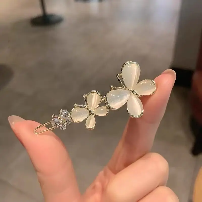 Kleine Blume Strass Haarnadel Pony Clip Mädchen Nachahmung Opal Top Clip Schmetterling Haars pange Kopfschmuck Haar Zubehör – Detail 1