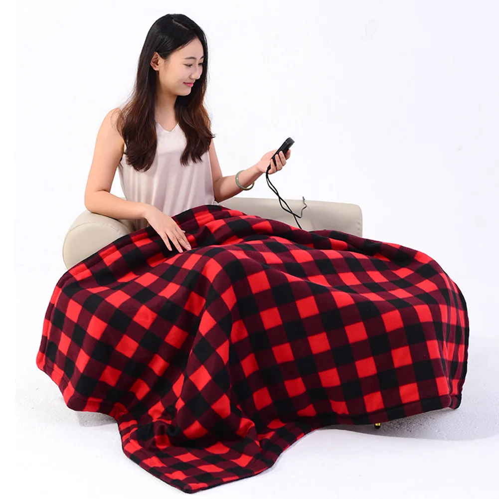 Car Electric Heated Blanket Body Warmer Blanket 9 Adjustable Temperature 12V Soft Heating Mat Auto-off for Car Camping