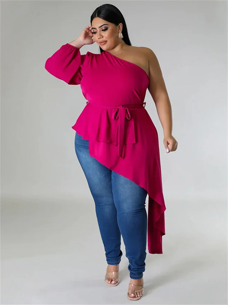 Wmstar Plus Size Tops Women T Shirts Blouses Solid Printed Single Sleeve Bandage New In Summer Clothes Wholesale Dropshipping