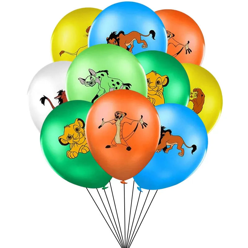 Decoraciones de cumpleaños de El Rey León de Disney, globo de látex de 12 pulgadas con diseño de Simba y El Rey León, globo de safari en la jungla para suministros para fiestas de baby shower
