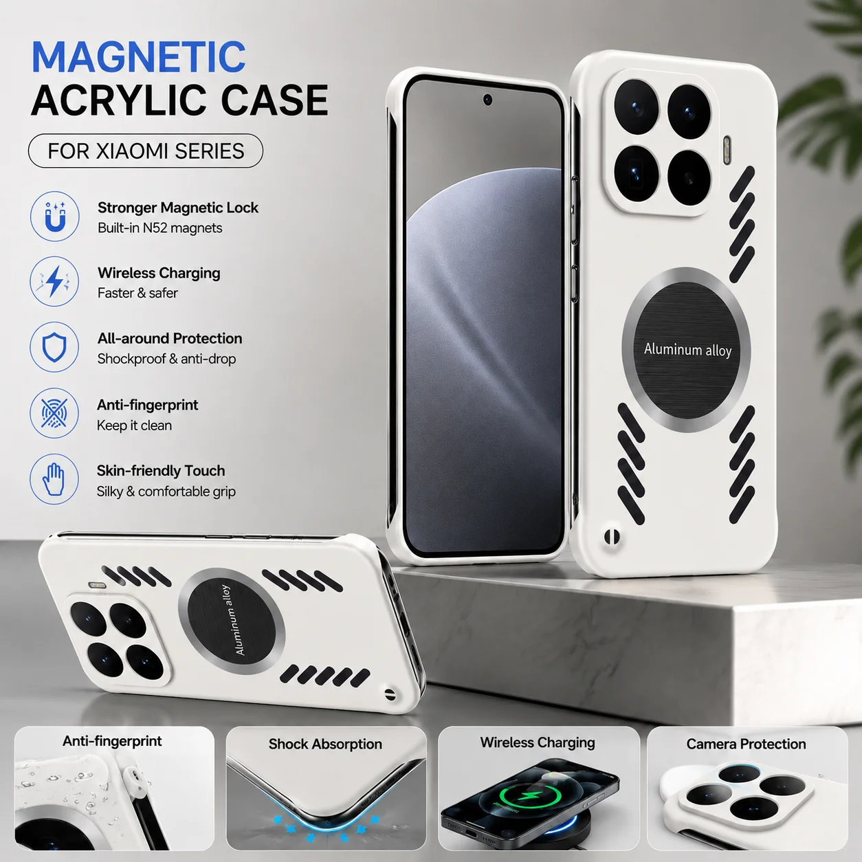 Magnetic Frameless Case with Hollow-Out Cooling Design - Shockproof & Magsafe Wireless Charging Compatible