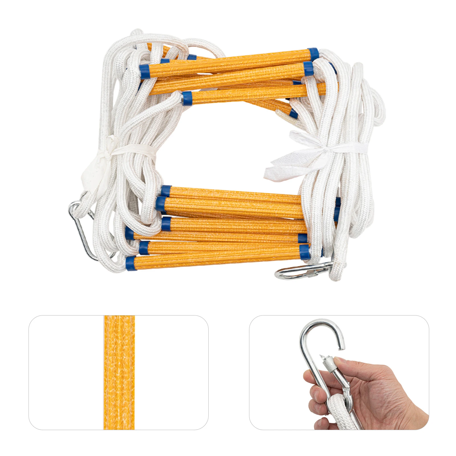 Emergency Rope Ladder – 10m Fire Escape Ladder For Windows & Balconies, Portable Nylon Ladder With Carabiners