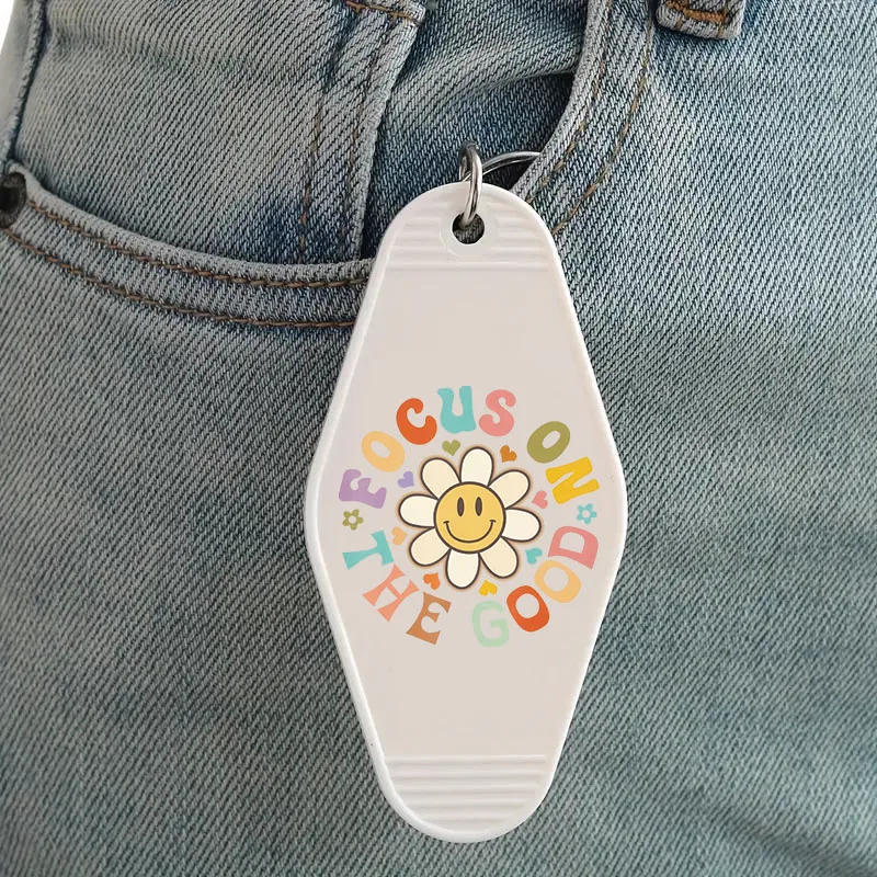 5PCS UV DTF Motel KeyChain Decals UV DTF Stickers Transfers Print Bundle For Hotel KeyChains Decoration