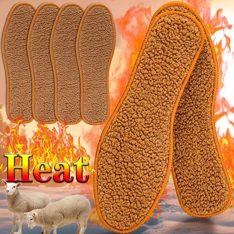Plush Warm Insole for Shoes Thicken Snow Boots Shoe Sole Men Woman Heating PadsThermal Insert Winter Sports Running Insoles