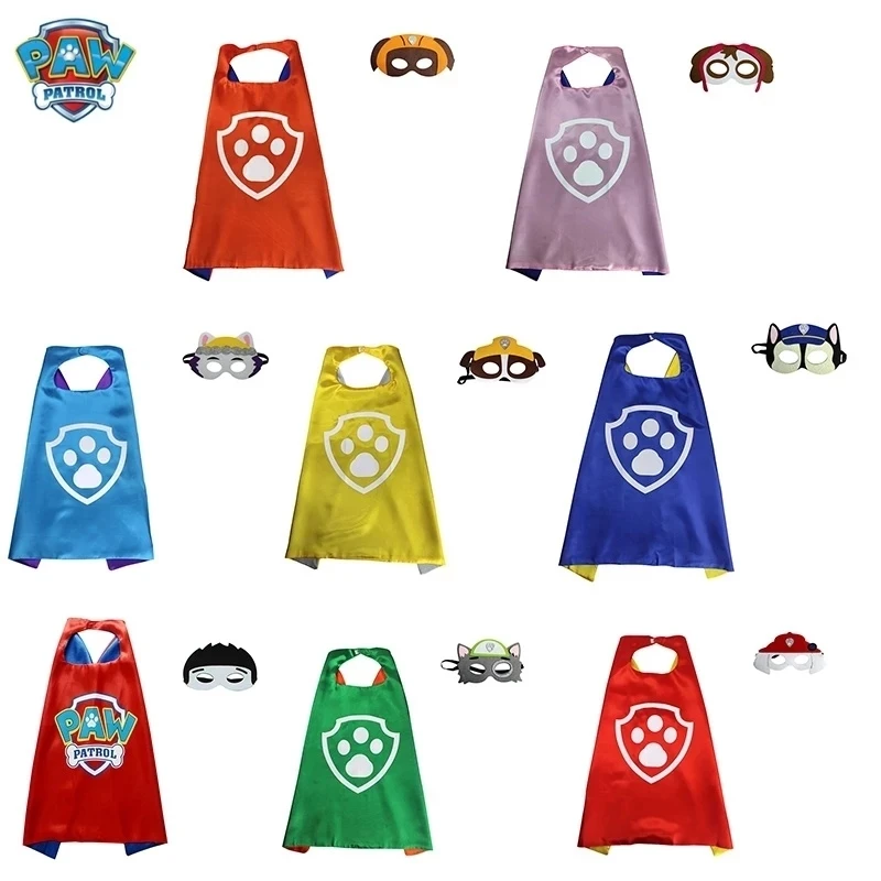 2022 New Paw Patrol Toys Mask Cloak Cape Cosplay Regalo Di Compleanno Cartoon Paw Patrol Marshall Chase Gift Decorazione Per Feste Di Halloween