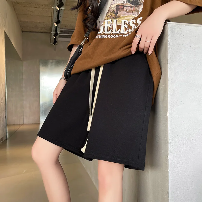 

2024 Women's Spring Summer New Solid Color Short Hot Pants Female Sports Elastic Waist Ladies Pockets Casual Loose Shorts U745