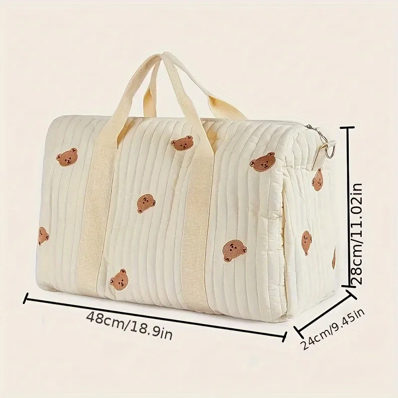 Korean Ins Floral Printed Cotton Large-Capacity Travel Mommy Bag Lightweight Multi-Functional Portable Baby Carrier Fashion