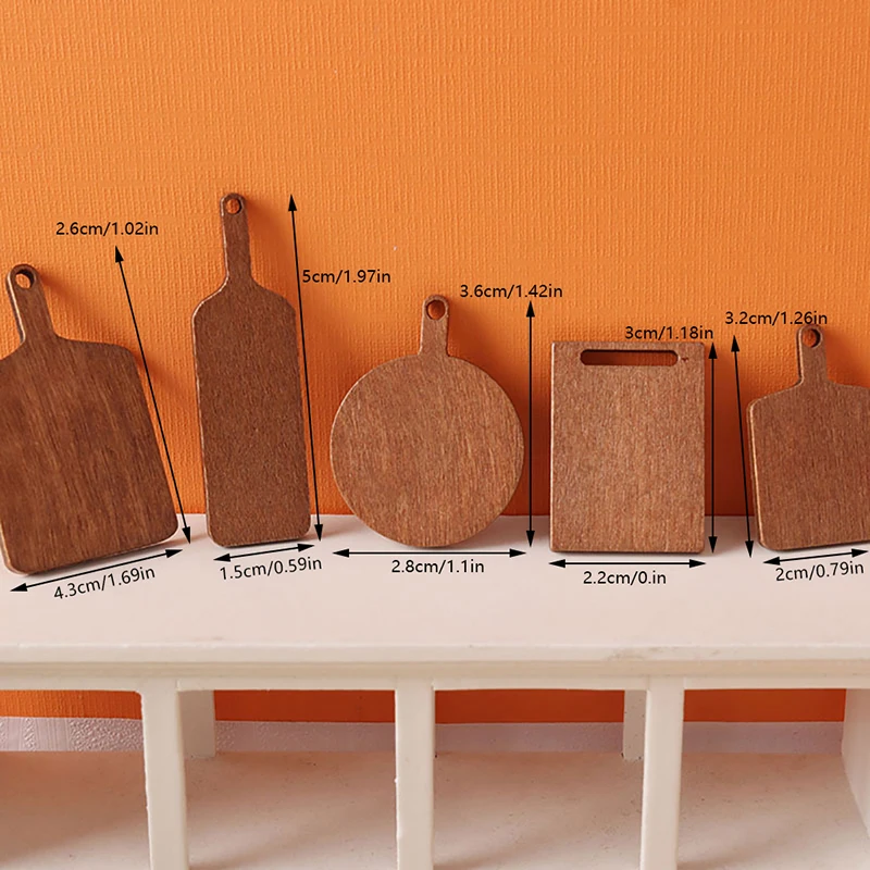 5Pcs 1:12 Dollhouse Miniature Chopping Board Cutting Board Model Kitchen Furniture Accessories For Doll House Decor Kids Toys 6