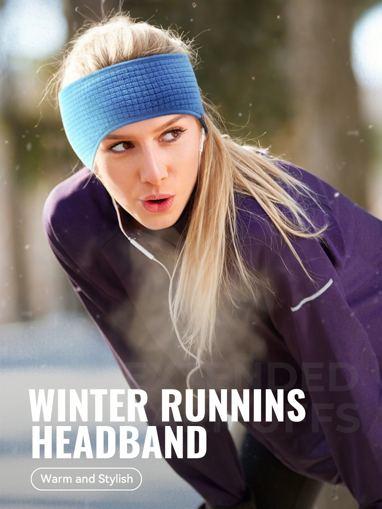 WRELS Anti-Rutsch-Sport-Stirnband, warme Fleece-Ohrenschützer, Ohrenschützer, Winterabdeckung, feuchtigkeitsableitend, für kaltes Wetter, warmes Winter-Stirnband – Detail 7