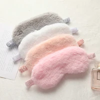 Silk Sleeping Mask Cute Soft Hairy Blocking Ice Hot Compress Light Eyemask Travel Sleeping Aid Eyepatch Home Night Sleep Shading 2