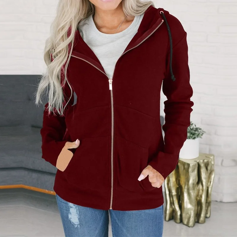 Autumn and Winter Warm Jacket Hooded Coat 2022 New Ladies Zipper Pocket Sweatshirt Casual Hoodie Jacket Oversized Sweatshirt