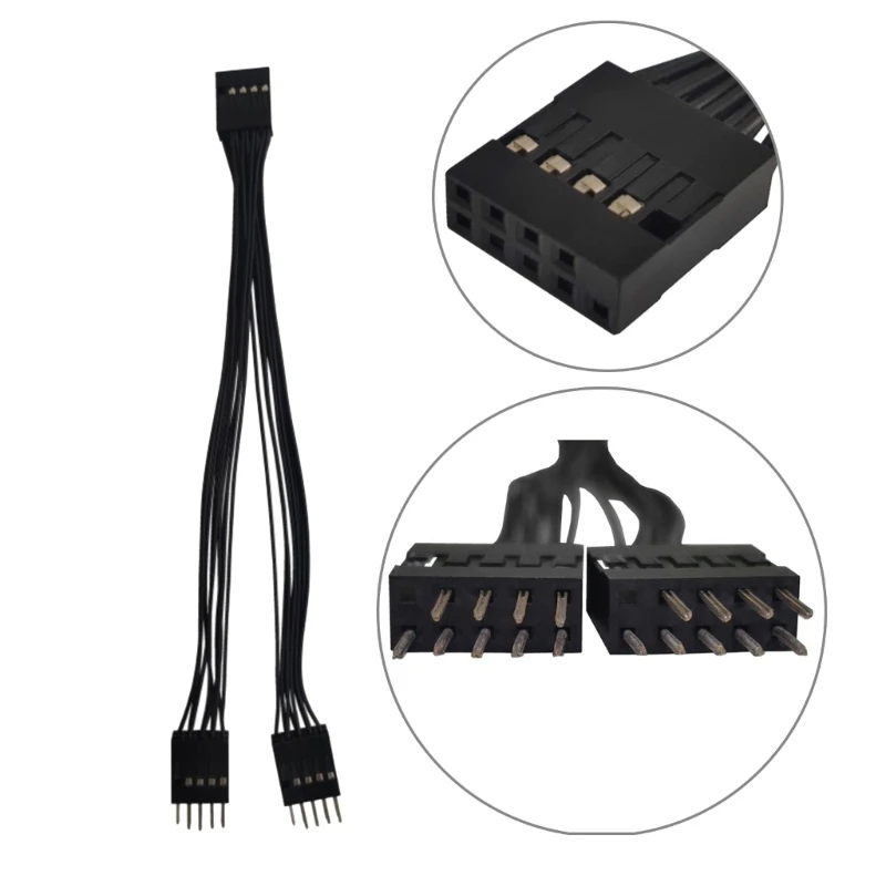 USB Motherboard Cable USB Header Extension Cable 9Pin 1 Female to 2 Male Y Splitter Adapter Black Shielded Cable