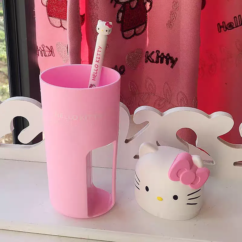 

Cute Kuromis Hellos Kittys Toothbrush with Mouthwash Cup Storage Box Mys Melody Portable Cartoon Travel Plastic Toiletries Gift