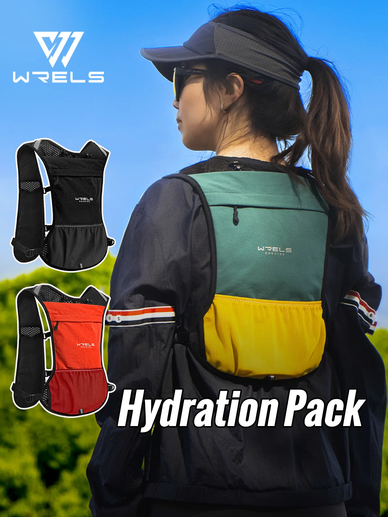 WRELS Hydration Backpack Water Bladder with Water Bladder Hydration Vest Backpack for Men Women for Marathon Trail Cycling Hikin