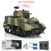RTR 1/16 RC Tank US M5A1 Stuart VI 360° Remote Control Tanks Model with Two Batteries Radio Mini Vehicle Car Model Toys Gifts 1