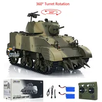 RTR 1/16 RC Tank US M5A1 Stuart VI 360° Remote Control Tanks Model with Two Batteries Radio Mini Vehicle Car Model Toys Gifts 1