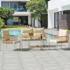 Patio Furniture Set, 4 Pieces Wicker Outdoor Conversation Set, All-Weather PE Rattan Bistro Set with Glass Side Table 1