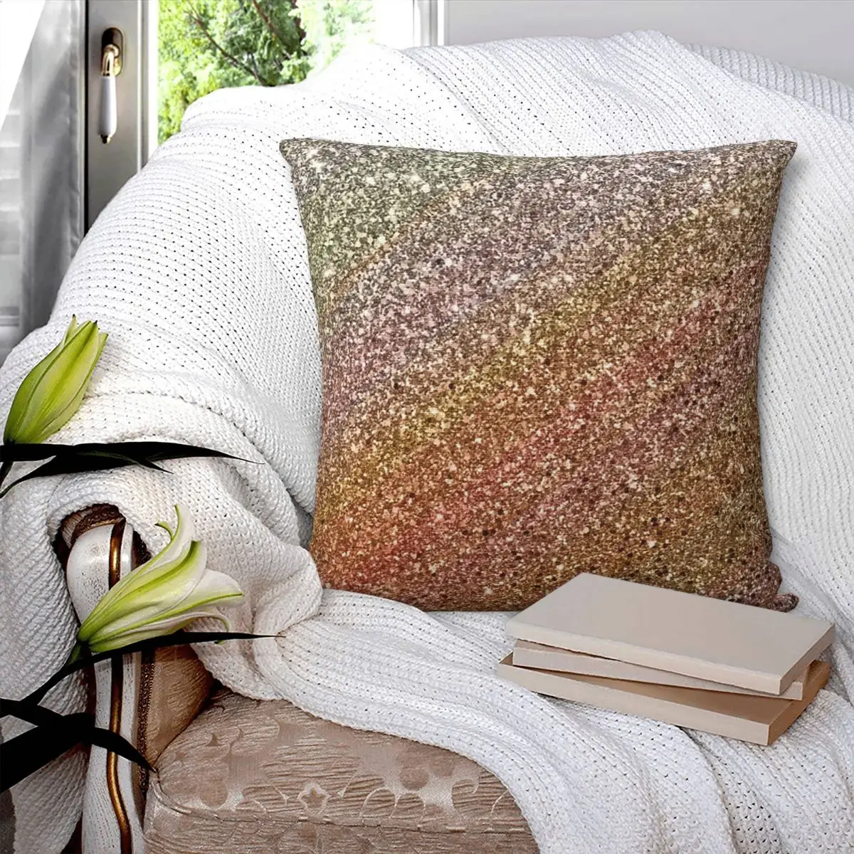 

Glitter Sparkle Seamless Pattern Square Pillowcase Pillow Cover Polyester Cushion Decor Comfort Throw Pillow for Home Sofa