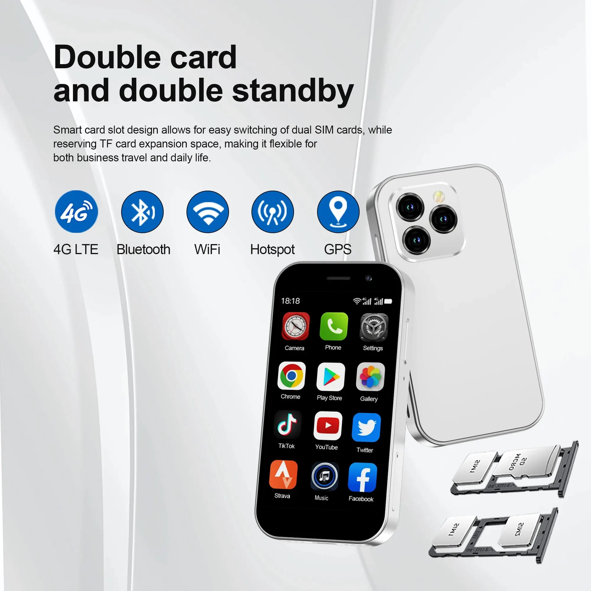 SERVO KING8000 4G Cellular Network Mini Smartphone Android 10.0 2GB+16GB 3" Display 5MP Camera Dual SIM With Play Store WhatsAPP 3
