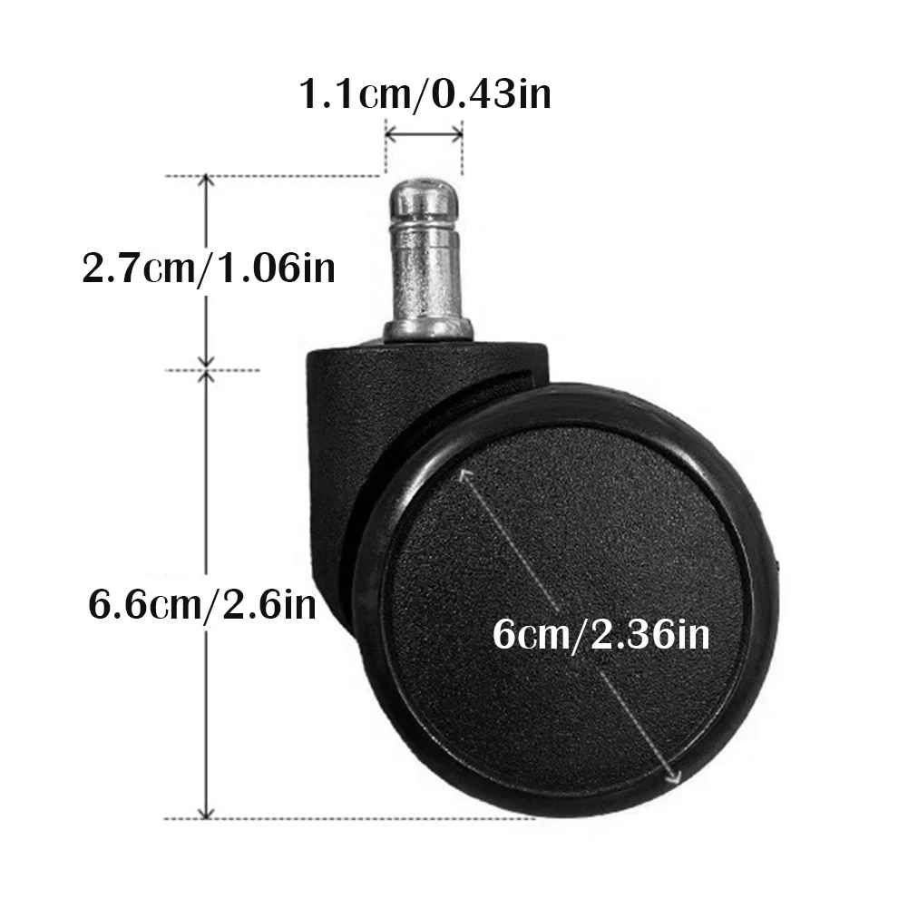 5PCS Office Chair Casters 60mm Universal Rolling Casters Wear Resist Small Rolling Caster Set Replacemen Furniture Wheels Roller — view 2